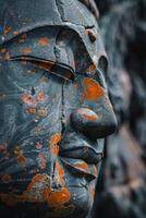 Close-up of a buddha statues face photo