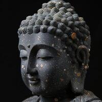 Statue of buddha against black background photo