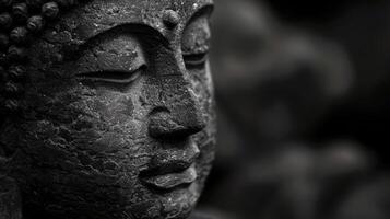 Buddha statue in black and white photo