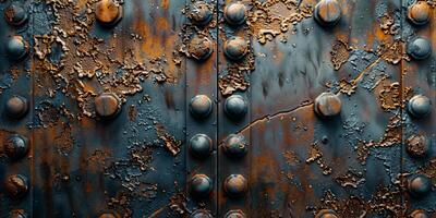 Close up of a metal door with rivets photo