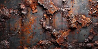Deteriorated metal surface with heavy rusting photo