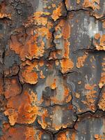 Close up of tree with orange and black paint photo