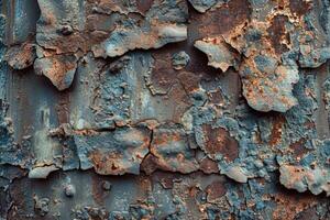 Weathered rusted metal surface with small holes photo