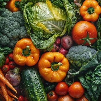 Assorted vegetables displayed on a table photo