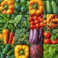 Assorted vegetables collage photo