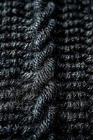Close-up of black and white knitted material photo