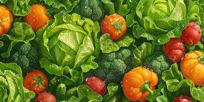 A painting of many different types of vegetables photo