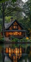 House next to water photo
