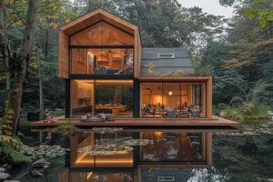 House floating on water photo