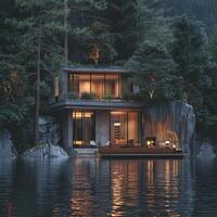 House floating on water photo