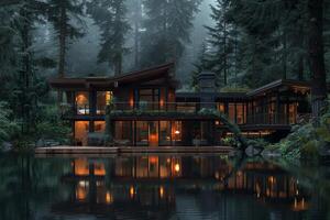 House surrounded by forest photo