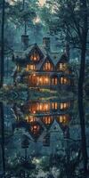 House nestled in forest photo