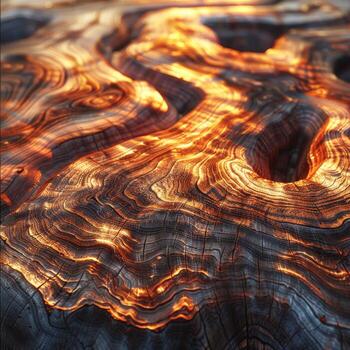 Close up of tree trunk engulfed in flames photo