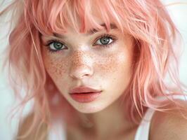 Close up of person with freckles on face photo