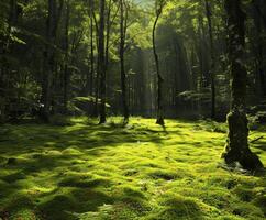 Dense forest teeming with trees photo