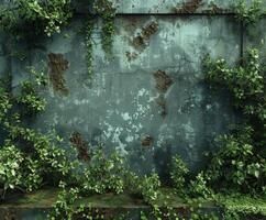 Old wall covered in vines and ivys photo