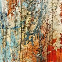 Close up of painting with paint splatters photo