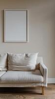 White couch in living room near window photo