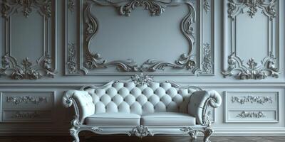 White couch against wall photo