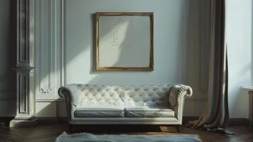 White couch in living room by window photo