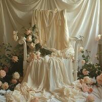 Bed with assorted flowers photo
