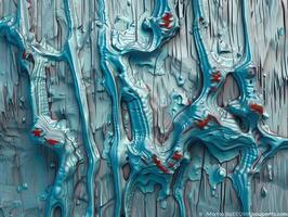 Close up of a painting with blue and red paint photo
