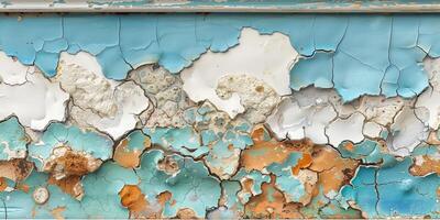 Close-up of peeling paint on wall photo