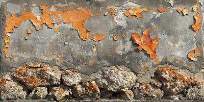 Rusted wall with rocks photo