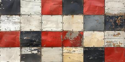 Close up of red, white, and black checkerboard pattern photo