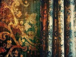 Close up of patterned curtain photo