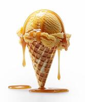 A Scoop of Salted Caramel Ice Cream With Caramel Sauce photo