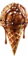 Delicious Ice Cream Sundae With Chocolate Sauce and Sprinkles photo