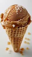 Scoop of Ice Cream With Caramel on Top photo
