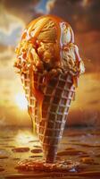 Delicious Scoop of Salted Caramel Ice Cream With Caramel Sauce photo