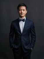 Elegant man in suit and bow tie photo