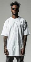 Man in white shirt and sunglasses photo