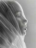Woman wearing veil on head photo