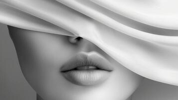 Black and white portrait of a womans face photo