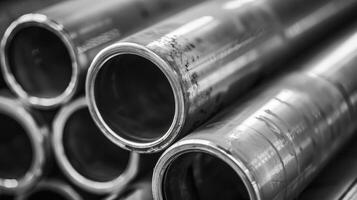 Stack of metal pipes photo