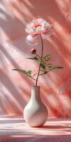 White vase with pink flower photo