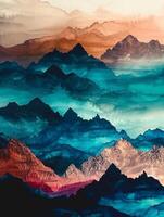 Majestic mountain range painting photo