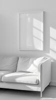 White couch in living room by window photo