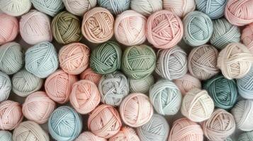 A pile of yarn balls arranged neatly photo
