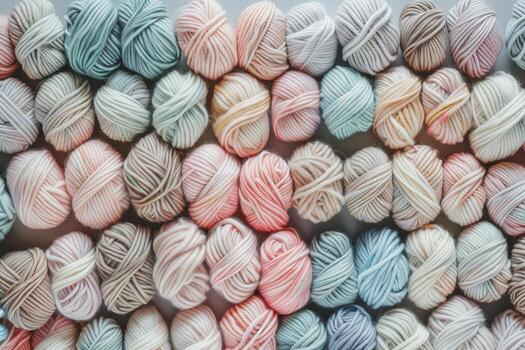 Balls of yarn arranged neatly photo