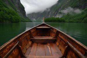 Boat floating in water photo