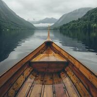 Boat floating in water photo