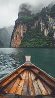 Boat floating in water photo