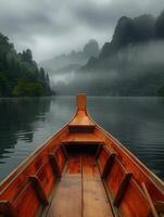 Boat floating in the water photo
