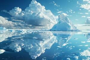 Massive iceberg floating on body of water photo
