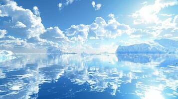 Majestic icebergs in large body of water photo